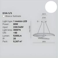 Bianco - Lampadario LED 85cm sospensione grande dimmerabile design contemporaneo per ambienti ampi D