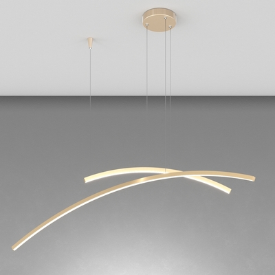 Lampadario LED dimmerabile oro champagne linee di luce colore e luminosit&agrave; regolabile - eleganza lum