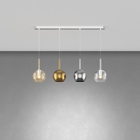Lampadario con disposizione lineare 4 bolle piccole design specchi e trasparenze  45442