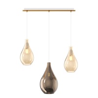 Lampadario 3 luci vetri ambra e bronzo a goccia adatto a cucina salotto ingresso  41660