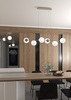 Particolare Lampadario lungo 117cm sabbia tortora 6 palline bianche intorno