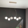 Lampadario lungo 120cm sferette bianco stelo design diritto oro satinato SO.MONILE/6-ORO ONDALUCE