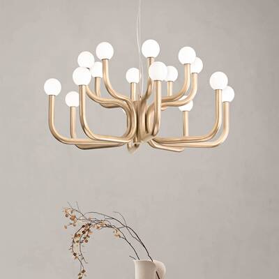Lampadario oro chandelier contemporaneo 16 luci ritmo sferette  44973