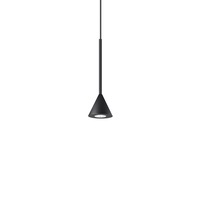 Lampadario minuscolo a cono nero 230lumen filo molto lungo per decentrare ARCHIMEDE SP CONO NERO IDE