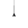 Lampadario minuscolo a cono nero 230lumen filo molto lungo per decentrare ARCHIMEDE SP CONO NERO IDE