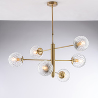 Lampadario bronzato 6 luci linee e sfere trasparenti soggiorno camera da letto cucina LUCI MODERNE