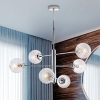 Lampadario moderno cromato sfere trasparenti 6 luci camera soggiorno cucina LUCI MODERNE