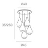 Immagine aggiuntiva di Lampadario moderno design grappolo 5 luci vetri bronzati a goccia  41647
