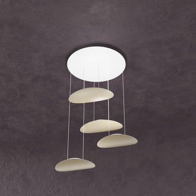 Lampadario moderno tortora luce indiretta riflessa soffitto illuminato 1169/S4-SA PLANET TOP LIGHT