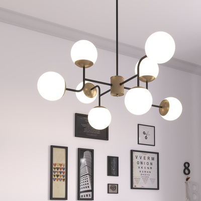 Lampadario soggiorno camera da letto classico moderno 8 luci design curva 90 3 altezze 1198/L8