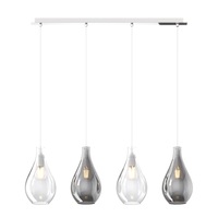 Lampadario stile moderno 4 luci in fila lineare vetri a goccia trasparenti fum&egrave;  41657