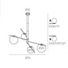 Dettaglio Lampadario moderno 4 palline vetro da 15-20cm alto o basso montatura tortora