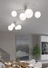 Particolare Lampadario moderno 4 palline vetro da 15-20cm alto o basso montatura tortora