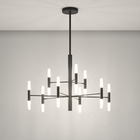 Lampadario nero a 18 segmenti di luce composizione 80cm a due livelli  43953