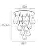 Immagine aggiuntiva di Lampadario multiplo a cascata grande e moderno 12 luci E27 vetri bronzo  4165