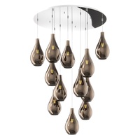 Lampadario multiplo a cascata grande e moderno 12 luci E27 vetri bronzo  41650