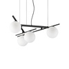 Lampadario nero piccoli ambienti 50x60cm design bacchette e 4 sfere ATLAS SP4 NERO IDEAL LUX