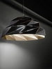 Particolare di Lampadario nero cupola grande sfaccettata tagli laser interno oro ambienti medio gran