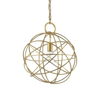 Lampadario sfera orbite dorate trama di cerchi in metallo e luce centrale KONSE SP1 IDEAL LUX