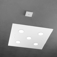 Lampadario quadrato 5 luci vetro riflesso ambienti moderni 1141/S5-BI PATH TOP LIGHT