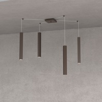 Lampadario moderno decentrabile 4 luci regolabili in altezza lingotto quadro marrone  42118
