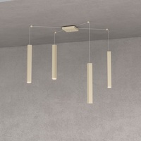 Lampadario moderno decentrabile 4 luci regolabili in altezza lingotto quadro tortora  42120