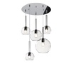 Atra foto Lampadario design moderno cascata sfere slanciate mix trasparenti