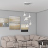 Dettagli Lampadario design moderno cascata sfere slanciate mix trasparenti