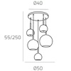 Lampadario design moderno cascata sfere slanciate mix trasparenti  45328 - foto 4