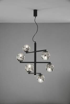 Lampadario sfere dinamiche camera da letto soggiorno sala nero vetri fum&egrave;  44861