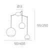 Immagine aggiuntiva di Lampadario decentrabile 3 sfere slanciate specchiate componibili  45371