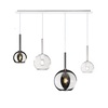 Particolare di Lampadario lineare composizione di sfere slanciate specchi e trasparenze  45370