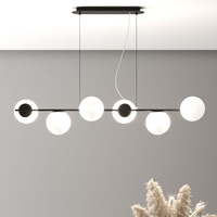 Lampadario lineare luminoso moderno 6 sferette bianche 1201/S6-NE HOLLY TOP LIGHT