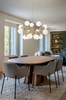 Ambientazione Lampadario dorato design con 15 sfere grande e ampio 1 metro
