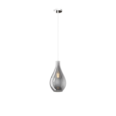 Lampadario a sospensione piccolo in vetro fum&egrave; forma a goccia  41675