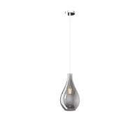 Lampadario a sospensione piccolo in vetro fum&egrave; forma a goccia  41675