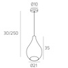 Misure Sospensione lampadario in vetro fum&egrave; goccia media