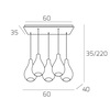 Immagine aggiuntiva di Lampadario sospeso con fili multiplo 5 luci base cromata e vetri colorati  41