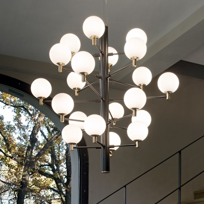 Lampadario ambienti importanti e spazi sviluppati in altezza 20 sfere COPERNICO SP20 IDEAL LUX