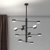 Lampadario moderno grande 80cm nero 12 dischi luci in orbita 1227/12-NE OCTOPUS TOP LIGHT