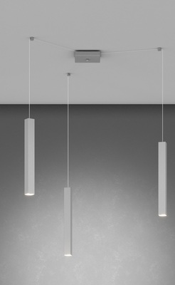 Lampadario sospensione decentrabile 3 luci regolabili lingotto quadro grigio chiaro decentrabile  42