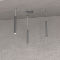 Lampadario sospensione decentrabile 3 luci regolabili lingotto quadro grigio scuro decentrabile  421