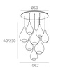 Immagine aggiuntiva di Lampadario a sospensione moderna 8 luci a cascata vetro elegante goccia  4166