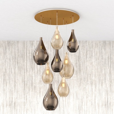 Lampadario a sospensione moderna 8 luci a cascata vetro elegante goccia  41663