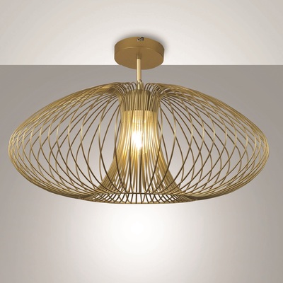 Plafoniera oro opaco grande 60cm in filo di metallo design 3706-65-225 COLORI E LUCI