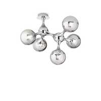 Plafoniera da soffitto moderna con 5 vetri a sfera cromati NODI PL5 CROMO IDEAL LUX