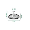 Misure di Plafoniera grande diffusore design 60cm in filo di metallo cuore geometrico