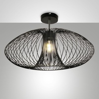 Plafoniera grande diffusore nero design 60cm in filo di metallo cuore geometrico  43335