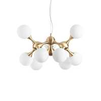 Sospensione design moderna 9 sfere struttura oro NODI SP9 OTTONE IDEAL LUX