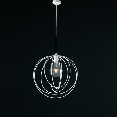 Lampadario a cerchio in filo di metallo bianco sfera 42cm 40544 LUCI MODERNE